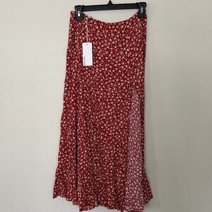 Reformation Scarlet Floral Midi Skirt